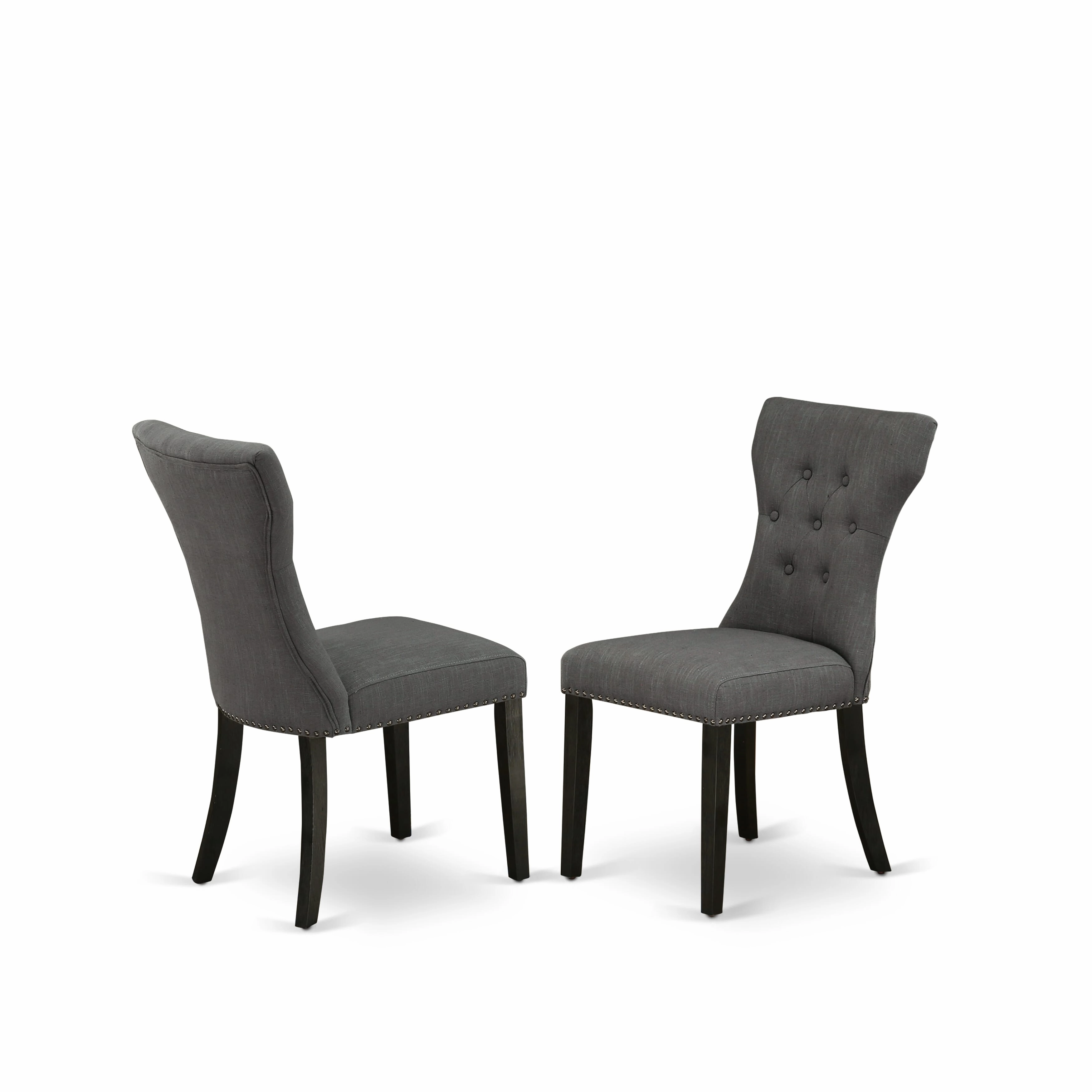East West Furniture X626GA650-7 7 Piece Modern Dining Table Set Consist of a Rectangle Wooden Table with X-Legs and 6 Dark Gotham Linen Fabric Parson Dining Chairs