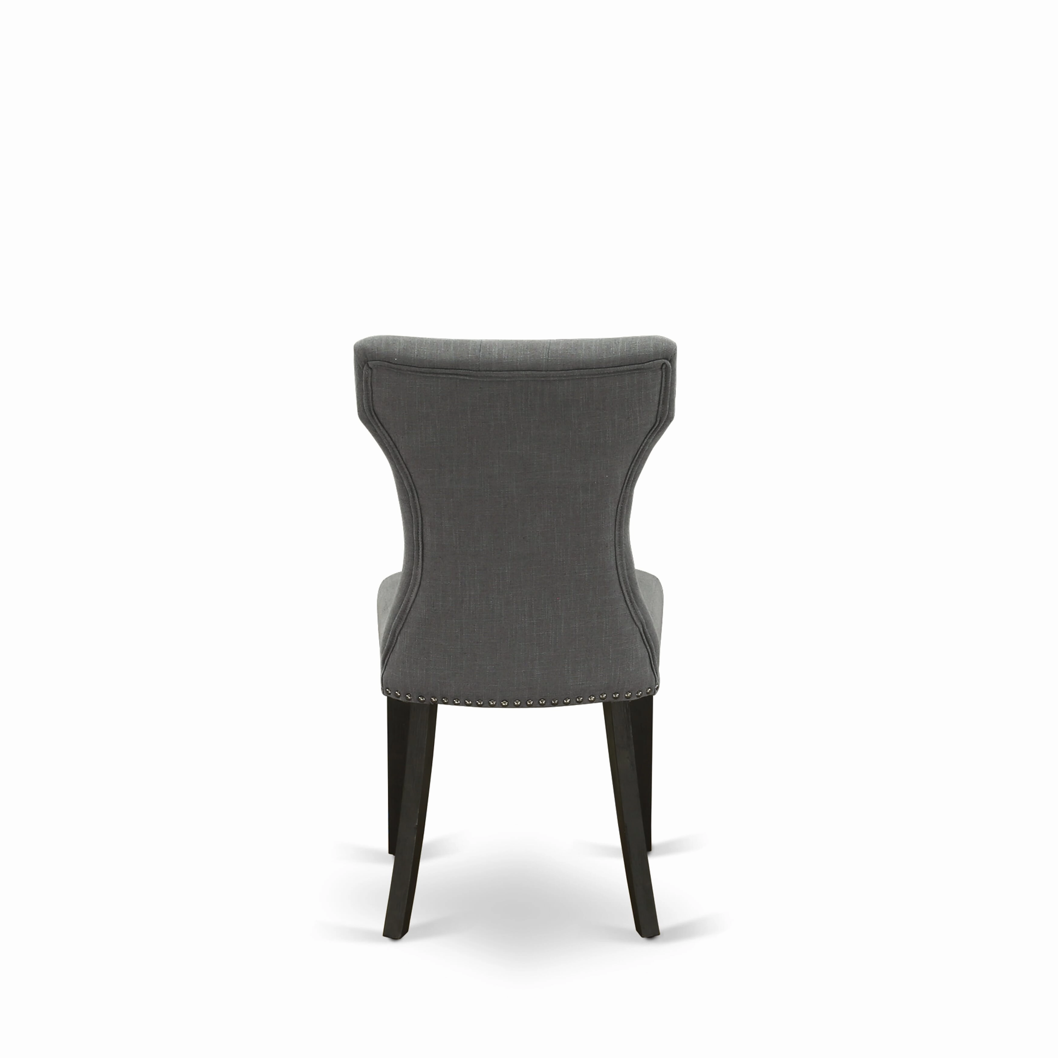 East West Furniture X626GA650-7 7 Piece Modern Dining Table Set Consist of a Rectangle Wooden Table with X-Legs and 6 Dark Gotham Linen Fabric Parson Dining Chairs