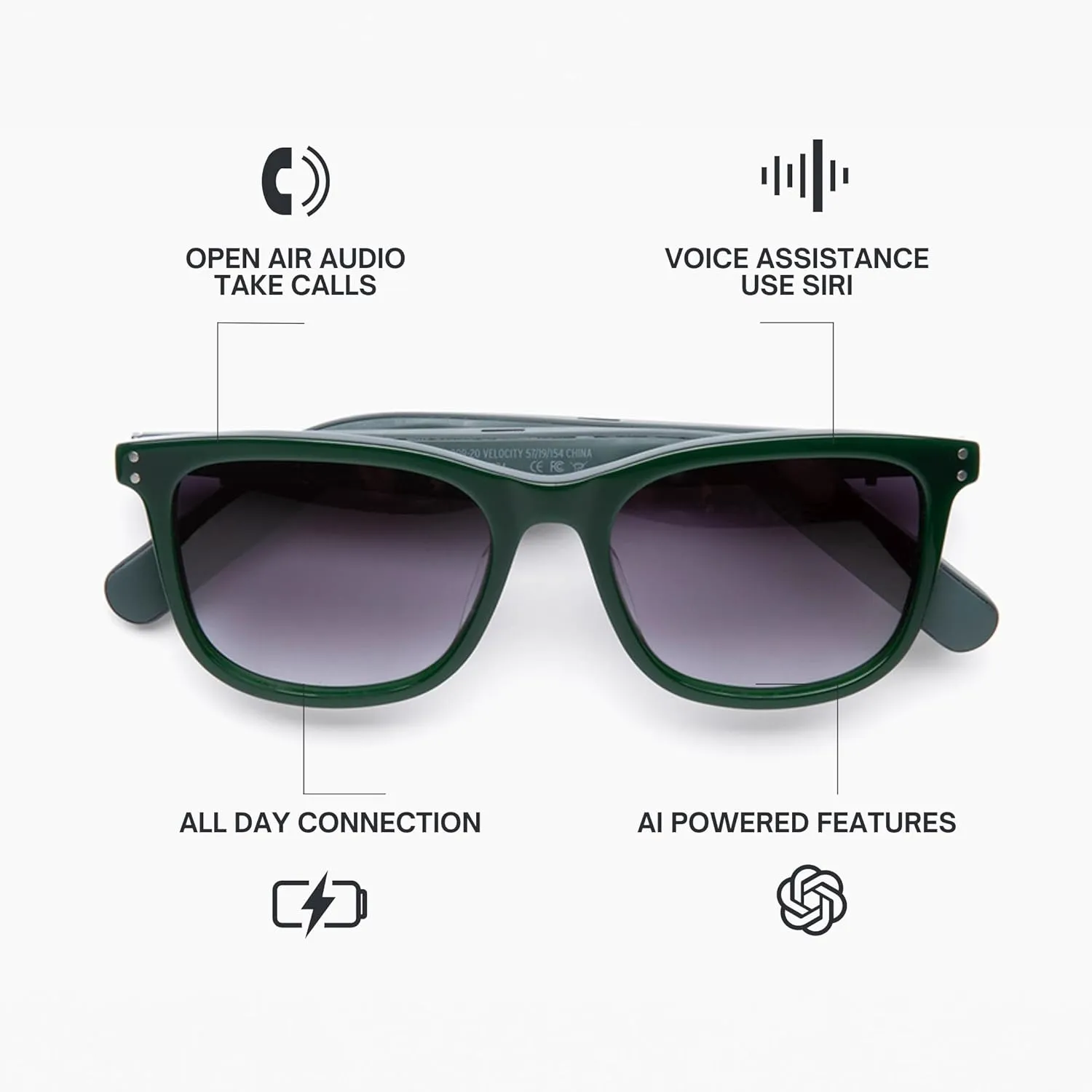 Eddie Bauer Smart Glasses for Men Bluetooth Smart Glasses with UV400 Polarized Lenses, Open Ear Speakers & Microphone Velocity (Standard)