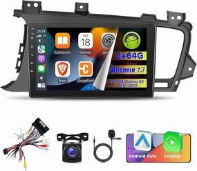 EKAT [2 64G] Car Radio for KIA Optima K5 2010-2013, 9 inch Android 13 Touch Screen KIA K5 Stereo, Carplay/Android Auto/Hi-Fi Audio/SWC/Bluetooth/2.5D Screen