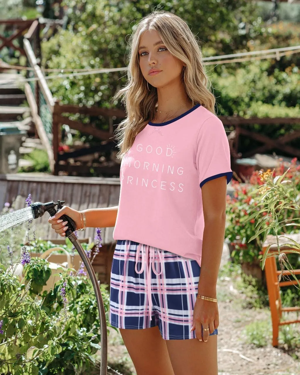 Ekouaer Women Pajama Set Casual Short Set