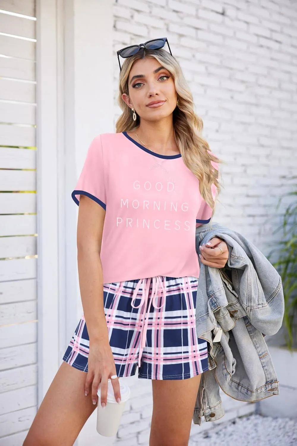 Ekouaer Women Pajama Set Casual Short Set