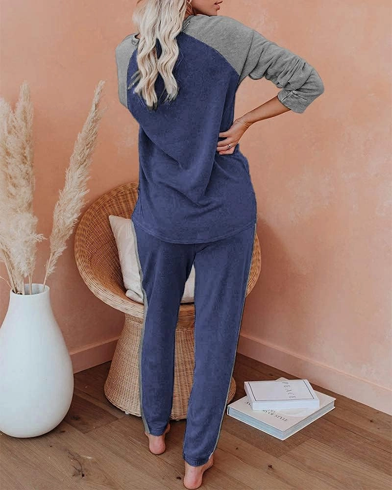 Ekouaer Women's Pajama Set Long Sleeve PJs 2 Piece Outfit Pullover Sleepwear Sweatshirt and Long Pants With Pockets