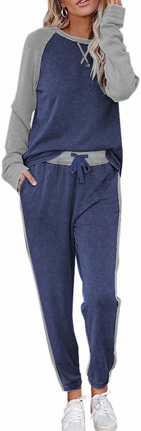 Ekouaer Women's Pajama Set Long Sleeve PJs 2 Piece Outfit Pullover Sleepwear Sweatshirt and Long Pants With Pockets