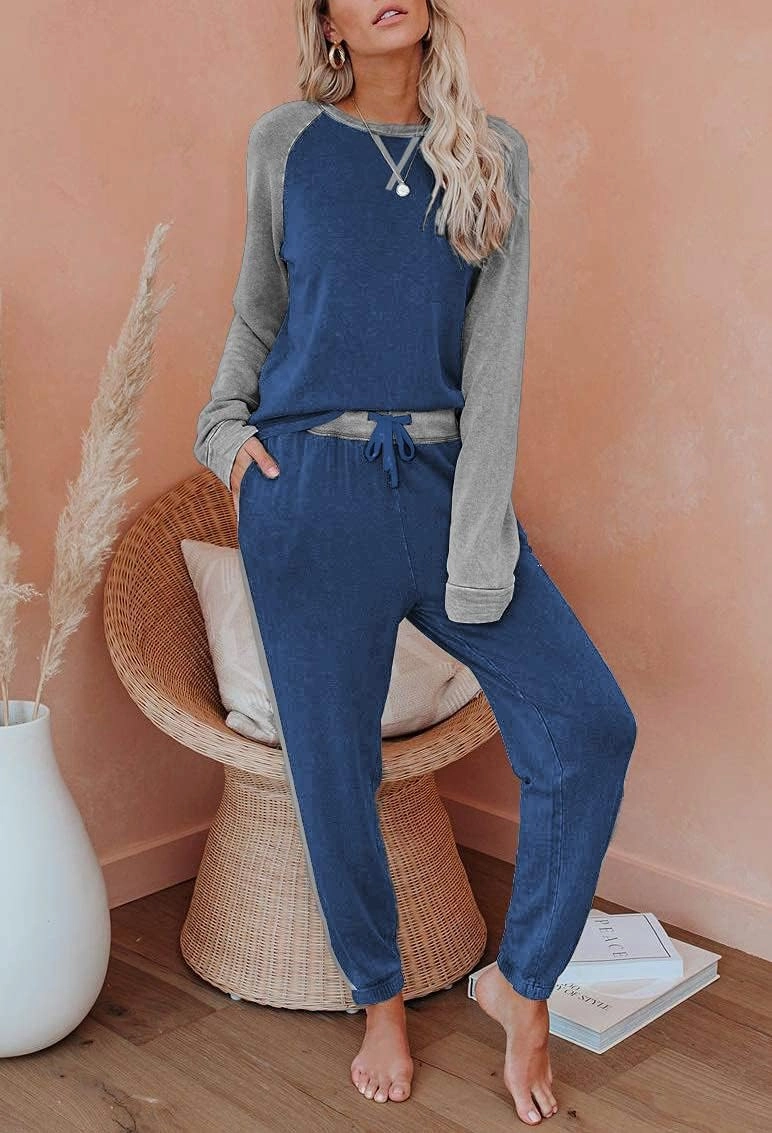 Ekouaer Women's Pajama Set Long Sleeve PJs 2 Piece Outfit Pullover Sleepwear Sweatshirt and Long Pants With Pockets