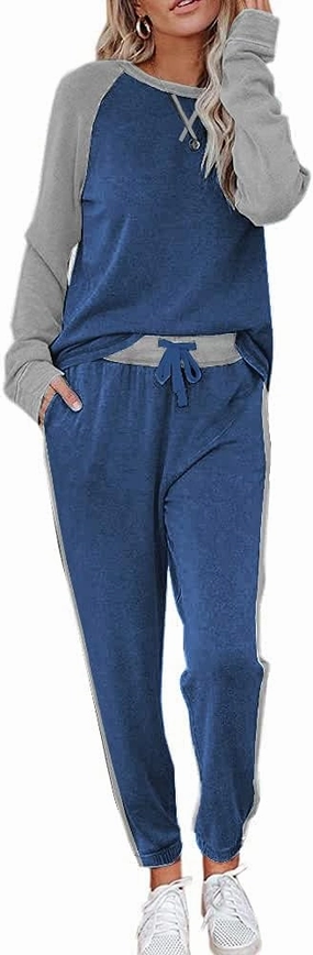 Ekouaer Women's Pajama Set Long Sleeve PJs 2 Piece Outfit Pullover Sleepwear Sweatshirt and Long Pants With Pockets