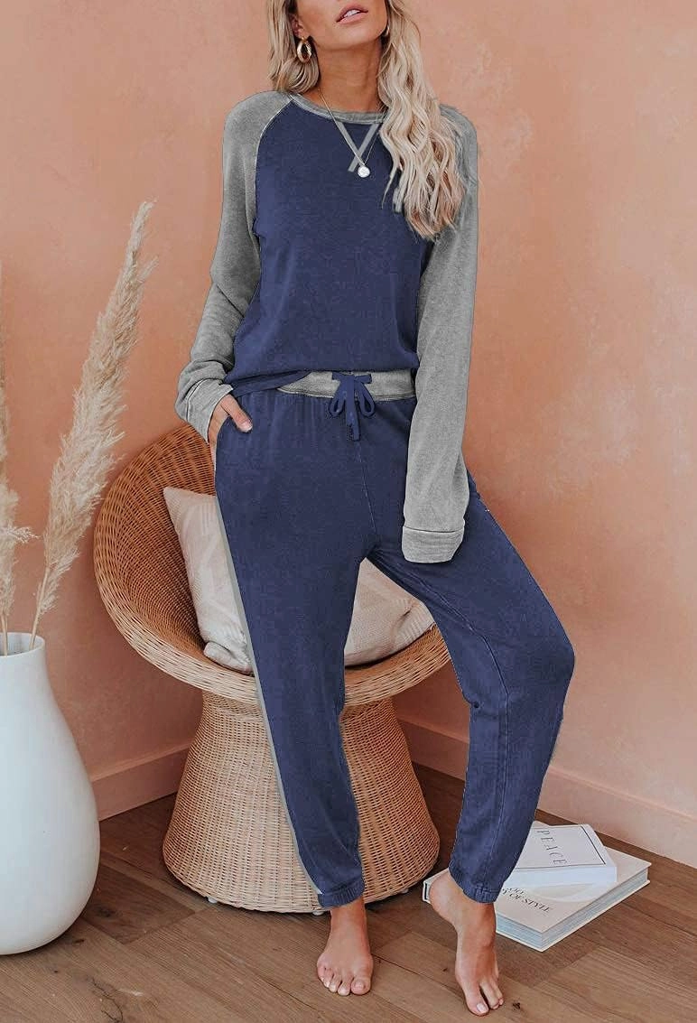 Ekouaer Women's Pajama Set Long Sleeve PJs 2 Piece Outfit Pullover Sleepwear Sweatshirt and Long Pants With Pockets