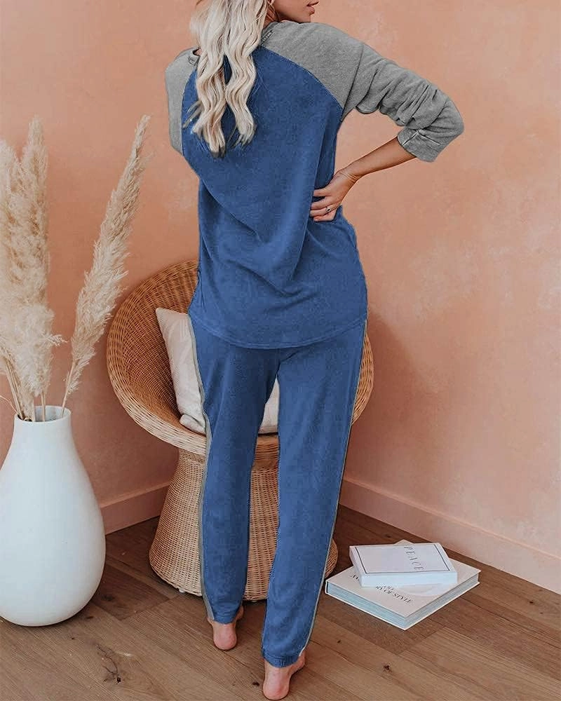 Ekouaer Women's Pajama Set Long Sleeve PJs 2 Piece Outfit Pullover Sleepwear Sweatshirt and Long Pants With Pockets