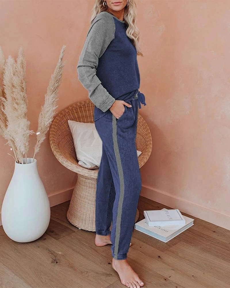 Ekouaer Women's Pajama Set Long Sleeve PJs 2 Piece Outfit Pullover Sleepwear Sweatshirt and Long Pants With Pockets