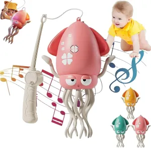 Electric Dancing Octopus Toy, Crawling Dancing Automatic Obstacle Avoidance Octopus Sensor Toy, with Led Lights & Music, Smart-tentacle Self-navigating Robotic Pet Toys for Indoor Cat Dog(Pink)