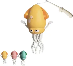 Electric Dancing Wiggly Wonder Octopus Toy, Smart Tentacle Explorer, Squid Toy with Auto Obstacle Avoidance, USB Rechargeable with LED Lights & Music, Interactive Robotic Playful(Yellow Fishing Rod)