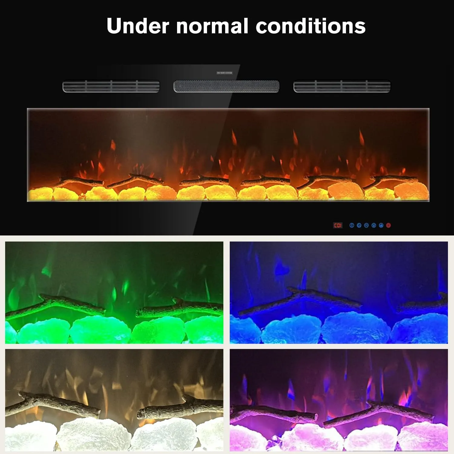 Electric Fireplace Logs for Recessed and Wall Mounted Electric Fireplace, Synthetic Resin Log Branches and Crystal Stones Decoration for Indoor Electric Fireplaces (6pcs logs   13 Crystal Stones)