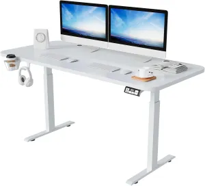 Electronic Standing Desk Height Adjustable Desk for Home Office White (63 Inch)