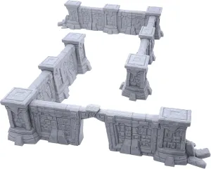 EnderToys Forgotten Temple Walls by Makers Anvil, 3D Printed Tabletop RPG Scenery and Wargame Terrain for 28mm Miniatures