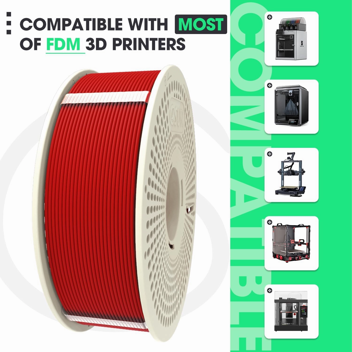 eSUN PLA  Refilament 1.75mm and Upgarded eSpool  Set, Reusable and Removable Filament Spool Replacement with 3D Printer Refill PLA Plus,Black