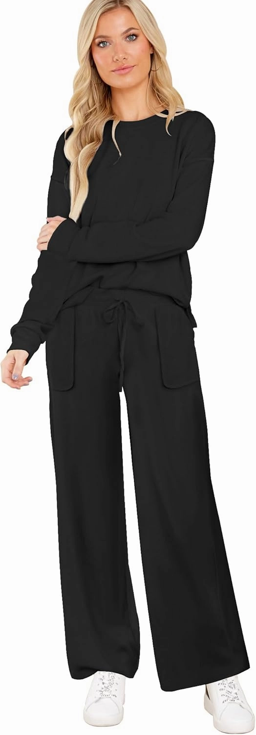 ETCYY NEW Lounge Sets for Women 2 Piece Outfits with Side Split Sweatshirt Tops and Wide Leg Sweatpants