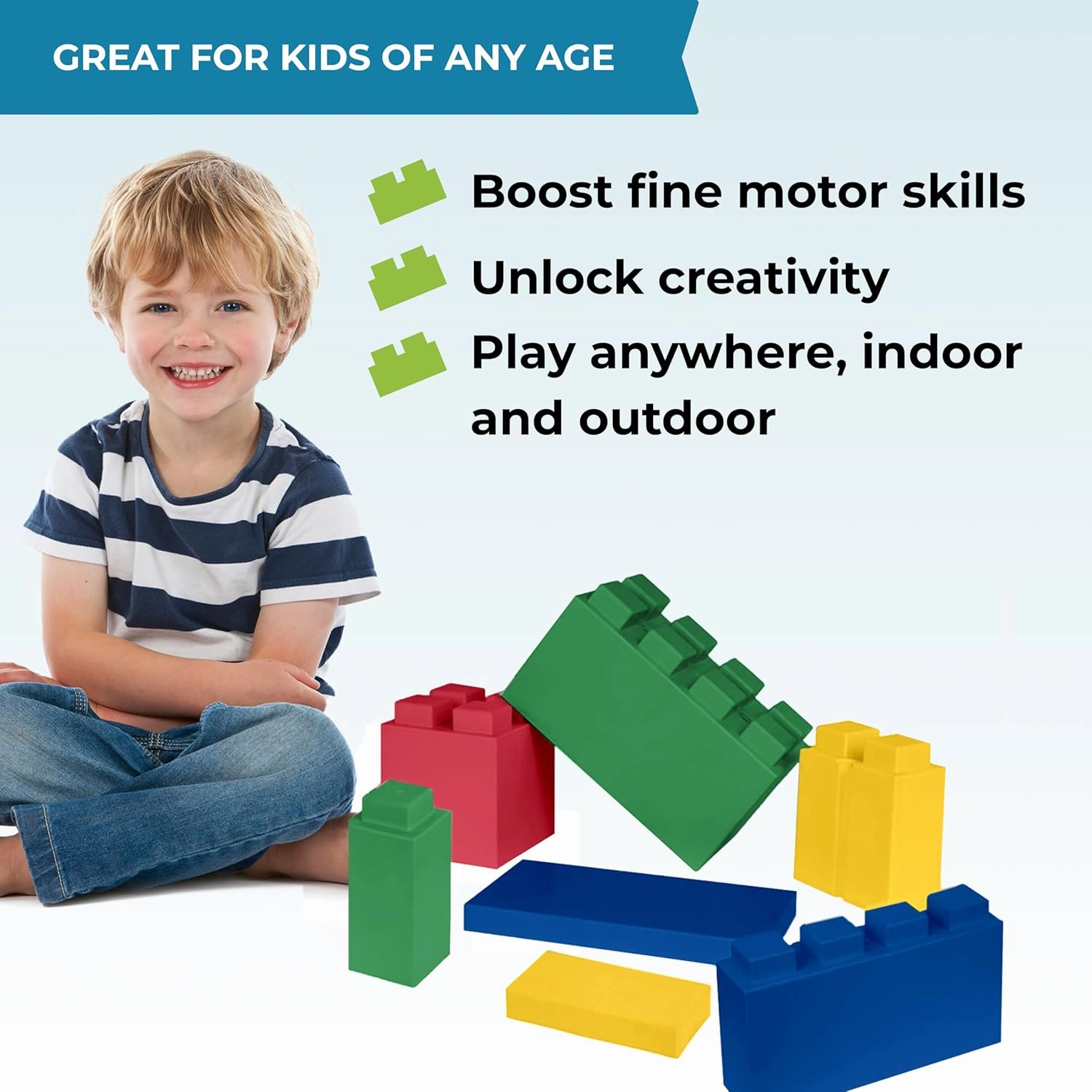 EverBlock Single Color Combo Pack | Giant Building Blocks | Easy to Connect & Reuse | Indoor & Outdoor Use | Build Displays & Structures | Multicolored