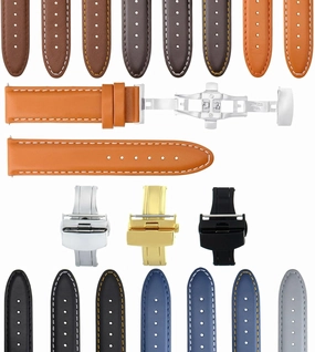 Ewatchparts 18-19-20-22-24mm Leather Watch Band Strap Smooth Compatible With Citizen Eco Drive Watch