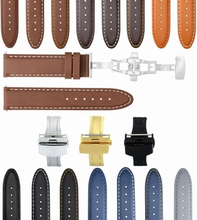 Ewatchparts 18-19-20-22-24mm Leather Watch Band Strap Smooth Compatible With Citizen Eco Drive Watch