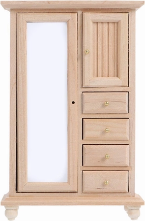 EXCEART Doll House Wooden Wood Mini Furniture Retro Clock Toys Bookcase Model Closet Vintage Home Decor Miniture House Furniture Mini House Adornment Micro Miniature Statuette Glass