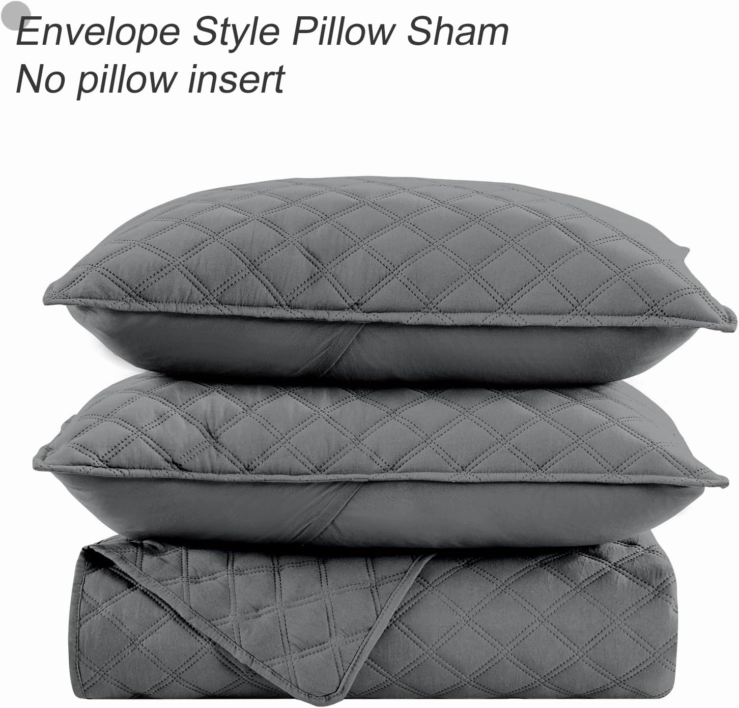 Exclusivo Mezcla Soft Quilt Set Queen Full Size, 3 Pieces Lightweight Quilts Grey Bedspreads Coverlets Bedding Set for All Seasons, Grid Pattern