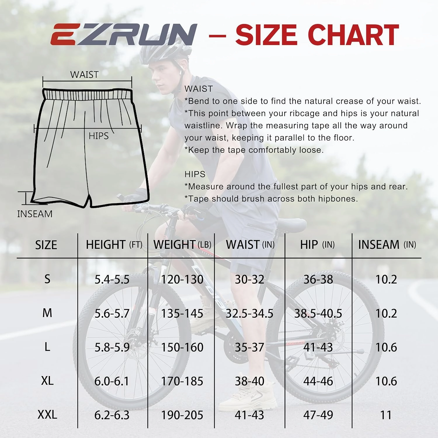EZRUN Men's 3D Padded Mountain Bike Shorts Lightweight MTB Cycling Shorts