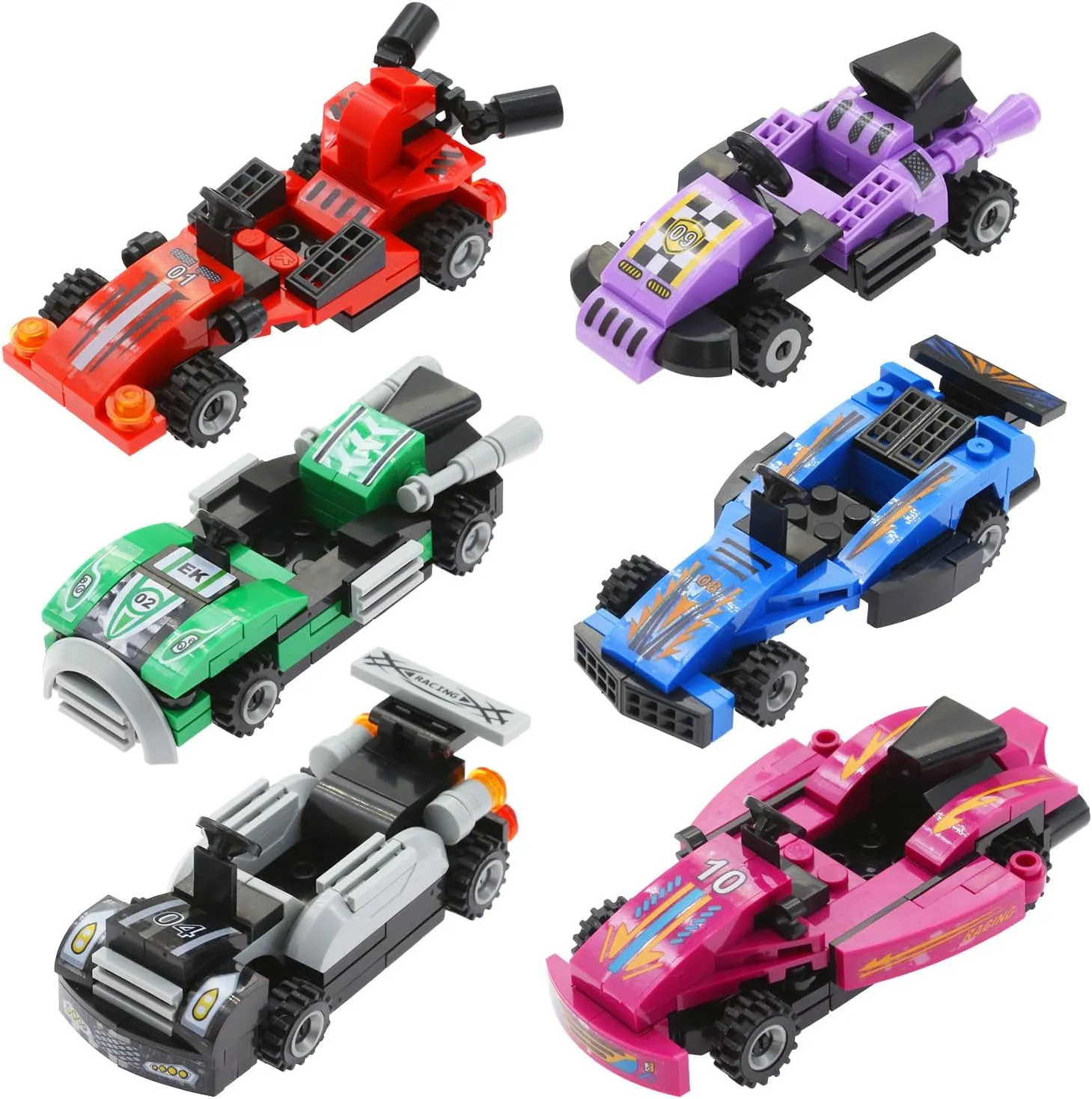 F1 Pull Back Cars Toy Model Set 6 Pack, Speed Champion Racing Small Race Cars, Building Block Set for Boys and Girls, Birthday Gift Idea for Racing Fans