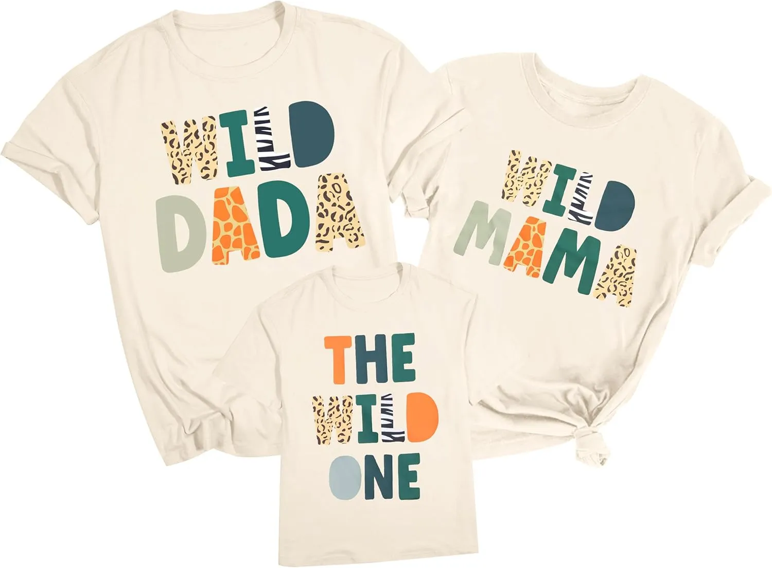 Family Trips Matching Shirts : Wild One Print Tee Safari Animal Theme Parent-Child Outfit