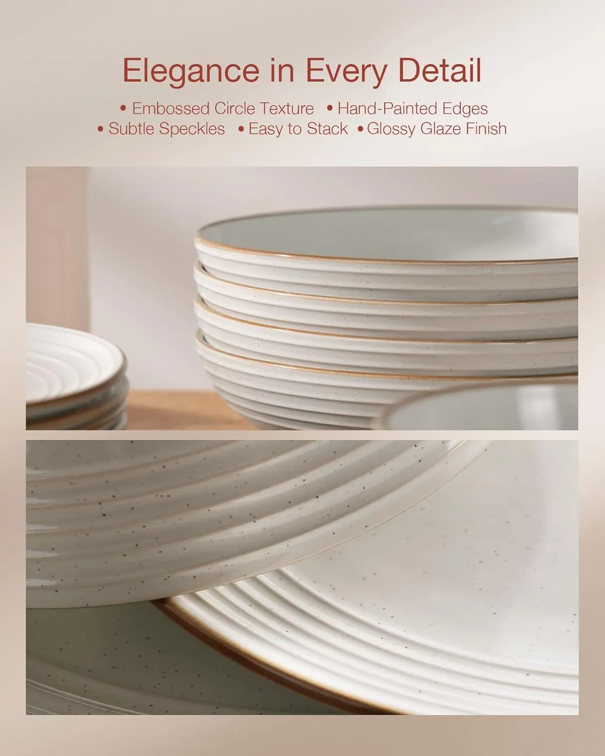 Famiware Jupiter Dinnerware Set, Plates and Bowls Dish Sets for 4 (12 Pieces), Microwave and Dishwasher Safe Stoneware Tableware, Chip and Scratch Resistant, White