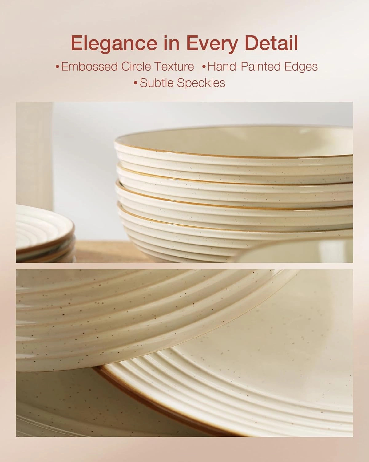Famiware Jupiter Dinnerware Set, Plates and Bowls Dish Sets for 4 (12 Pieces), Microwave and Dishwasher Safe Stoneware Tableware, Chip and Scratch Resistant, Vanilla White