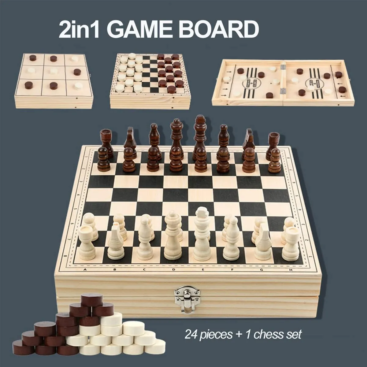Fast Sling Puck Game Paced, Table Desktop Battle,Winner Board Games Toys for Adults Parent-Child Interactive Chess Toy Board Table Game (Large-Foldable)