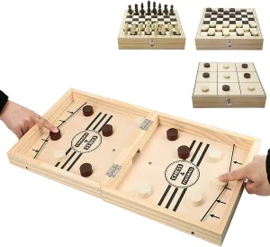 Fast Sling Puck Game Paced, Table Desktop Battle,Winner Board Games Toys for Adults Parent-Child Interactive Chess Toy Board Table Game (Large-Foldable)