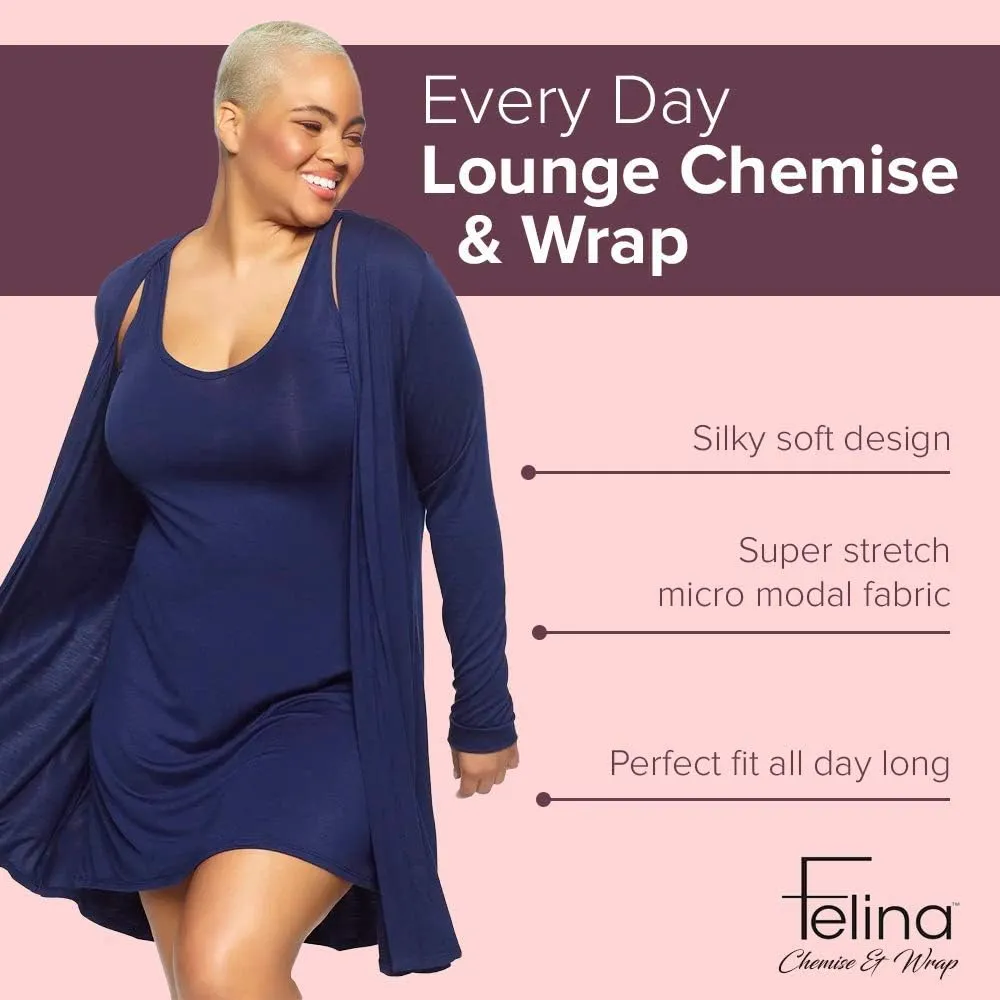 Felina Modal Tank Chemise and Wrap - Women’s Loungewear, Posh Pajama Sets for Women - Lounge Set