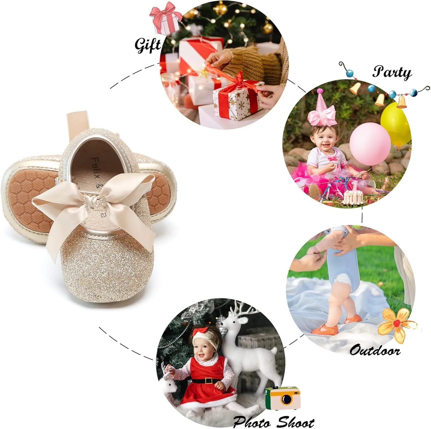 Felix & Flora Soft Sole Baby Shoes - Infant Baby Walking Shoes Moccasinss Rubber Sole Crib Shoes