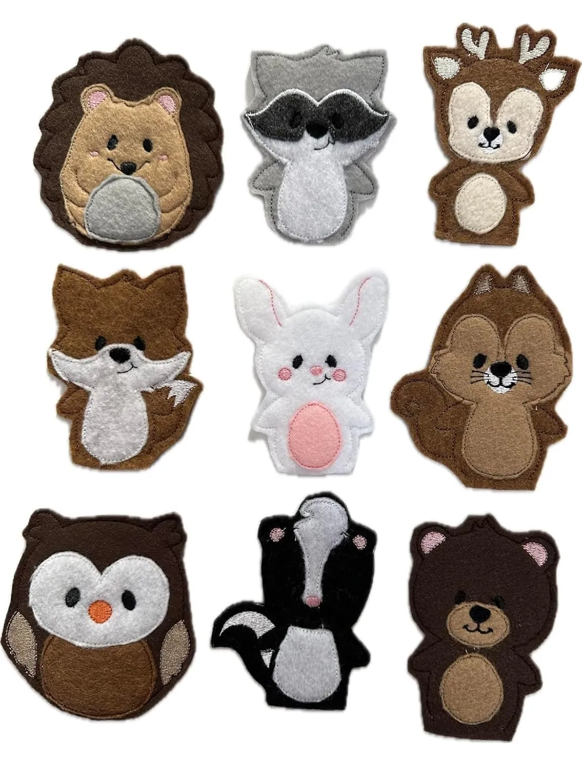 Felt Woodland Animal Finger Puppets, Interactive Children's Toy, Nursery Decor Gift, Set of Nine
