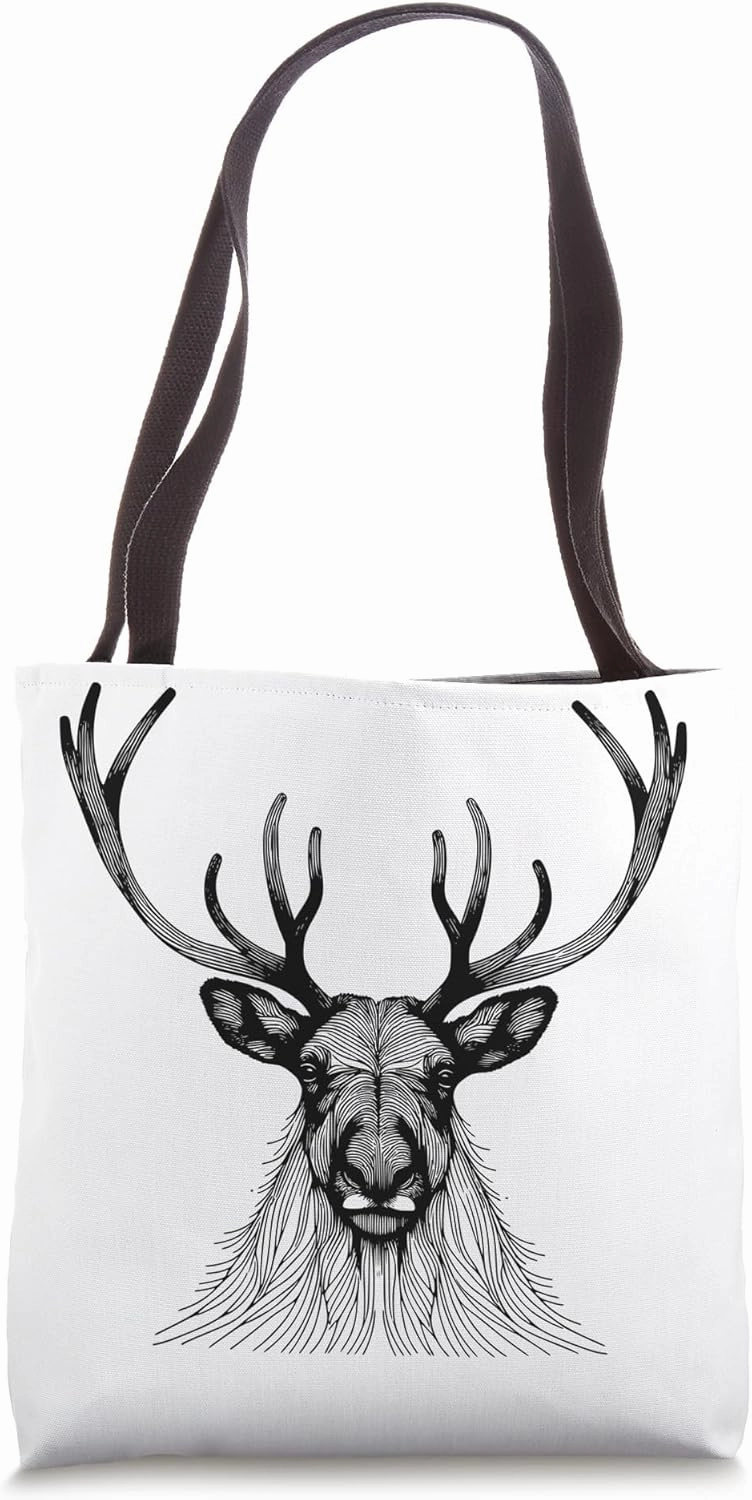 Fingerprint Style - Caribou Dad Mom Tote Bag