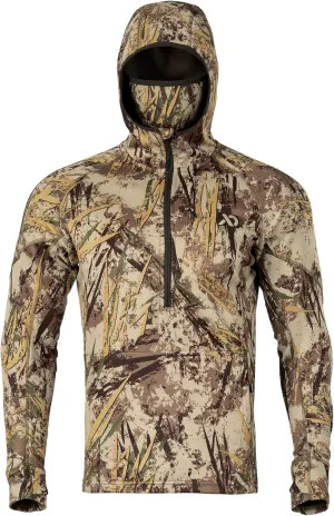 First Lite Men’s Origin Hoody - Lightweight Knit Fleece Insulated Camo Hunting Pullover, Thermal Mid Layer With Face Mask