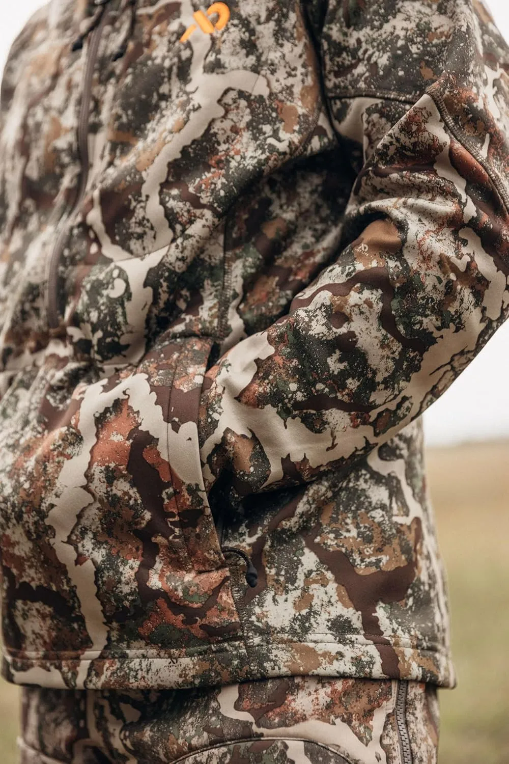 First Lite Men’s Origin Hoody - Lightweight Knit Fleece Insulated Camo Hunting Pullover, Thermal Mid Layer With Face Mask