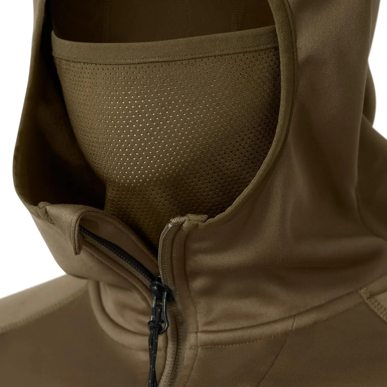 First Lite Men’s Origin Hoody - Lightweight Knit Fleece Insulated Camo Hunting Pullover, Thermal Mid Layer With Face Mask
