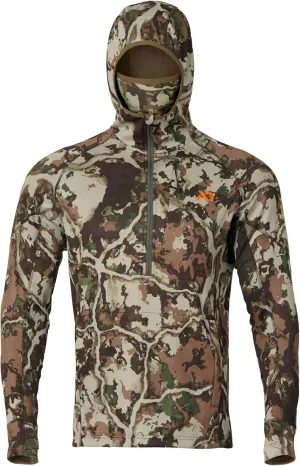 First Lite Men’s Origin Hoody - Lightweight Knit Fleece Insulated Camo Hunting Pullover, Thermal Mid Layer With Face Mask