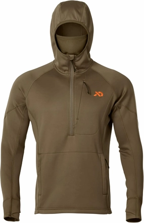 First Lite Men’s Origin Hoody - Lightweight Knit Fleece Insulated Camo Hunting Pullover, Thermal Mid Layer With Face Mask