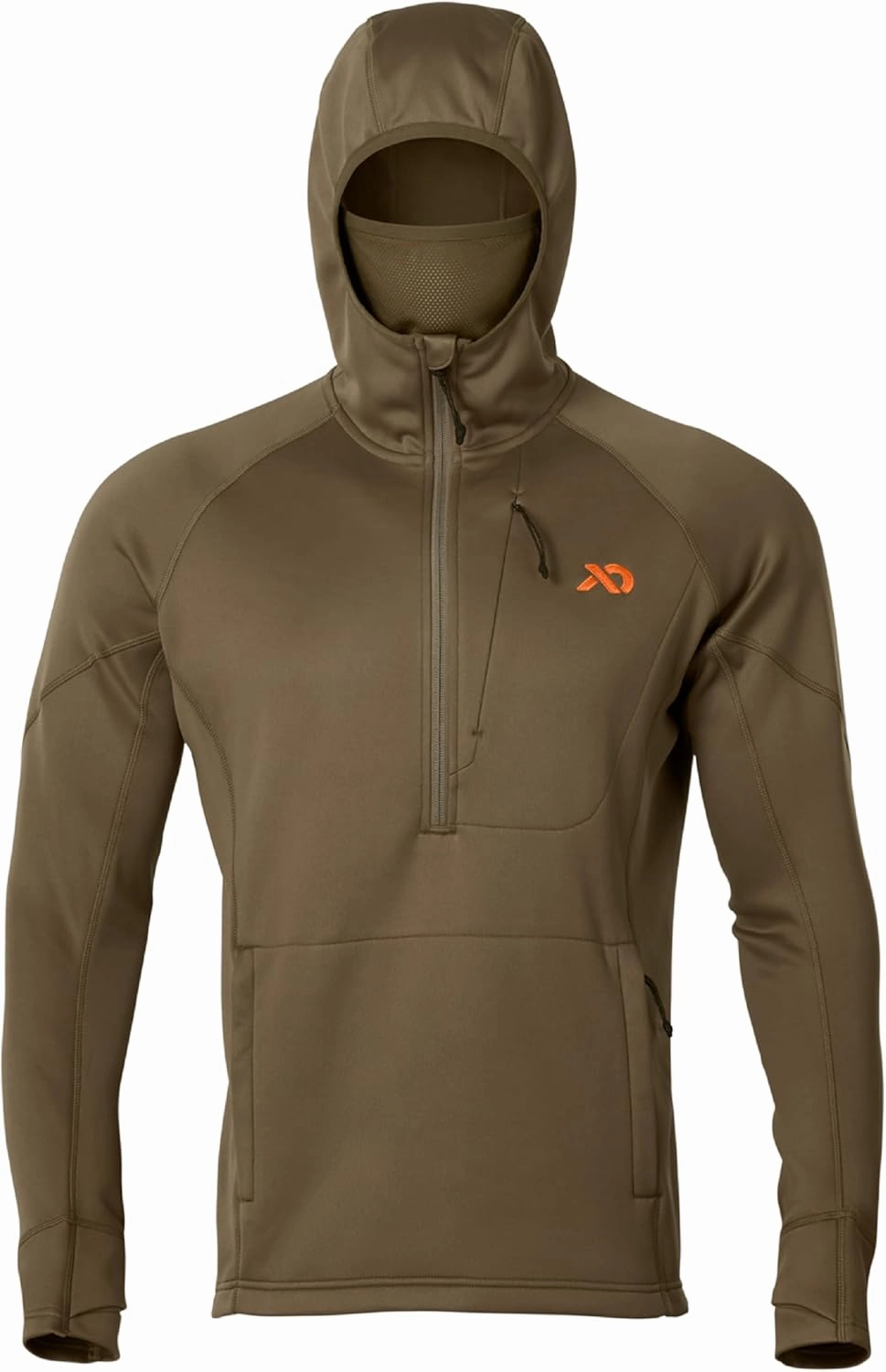 First Lite Men’s Origin Hoody - Lightweight Knit Fleece Insulated Camo Hunting Pullover, Thermal Mid Layer With Face Mask