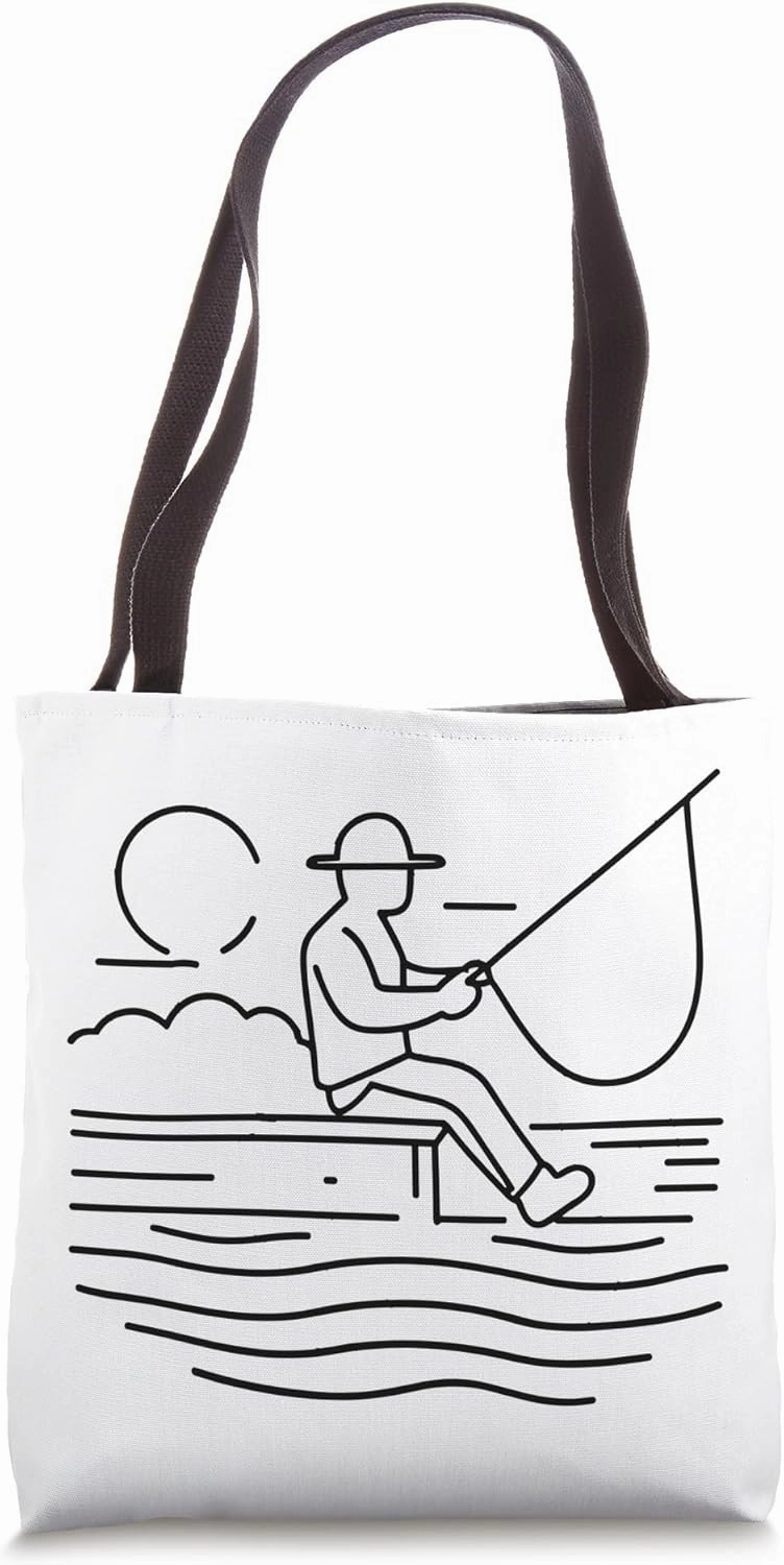 Fisherman Drawing Angler Fishing Holidays Tote Bag