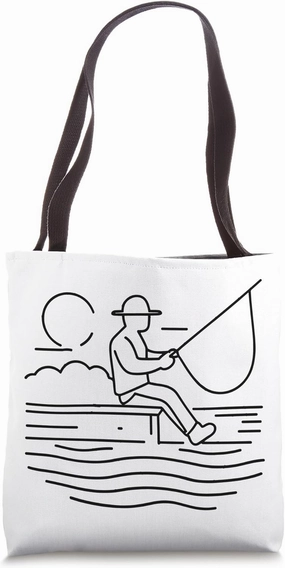 Fisherman Drawing Angler Fishing Holidays Tote Bag