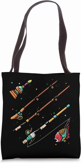 Fishing Drawing 80s Look Fishery Tote Bag