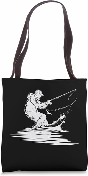 Fishing Drawing Fisherman for Boys Tote Bag