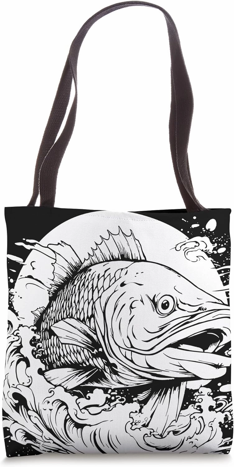 Fishing Drawing Fishery Tote Bag