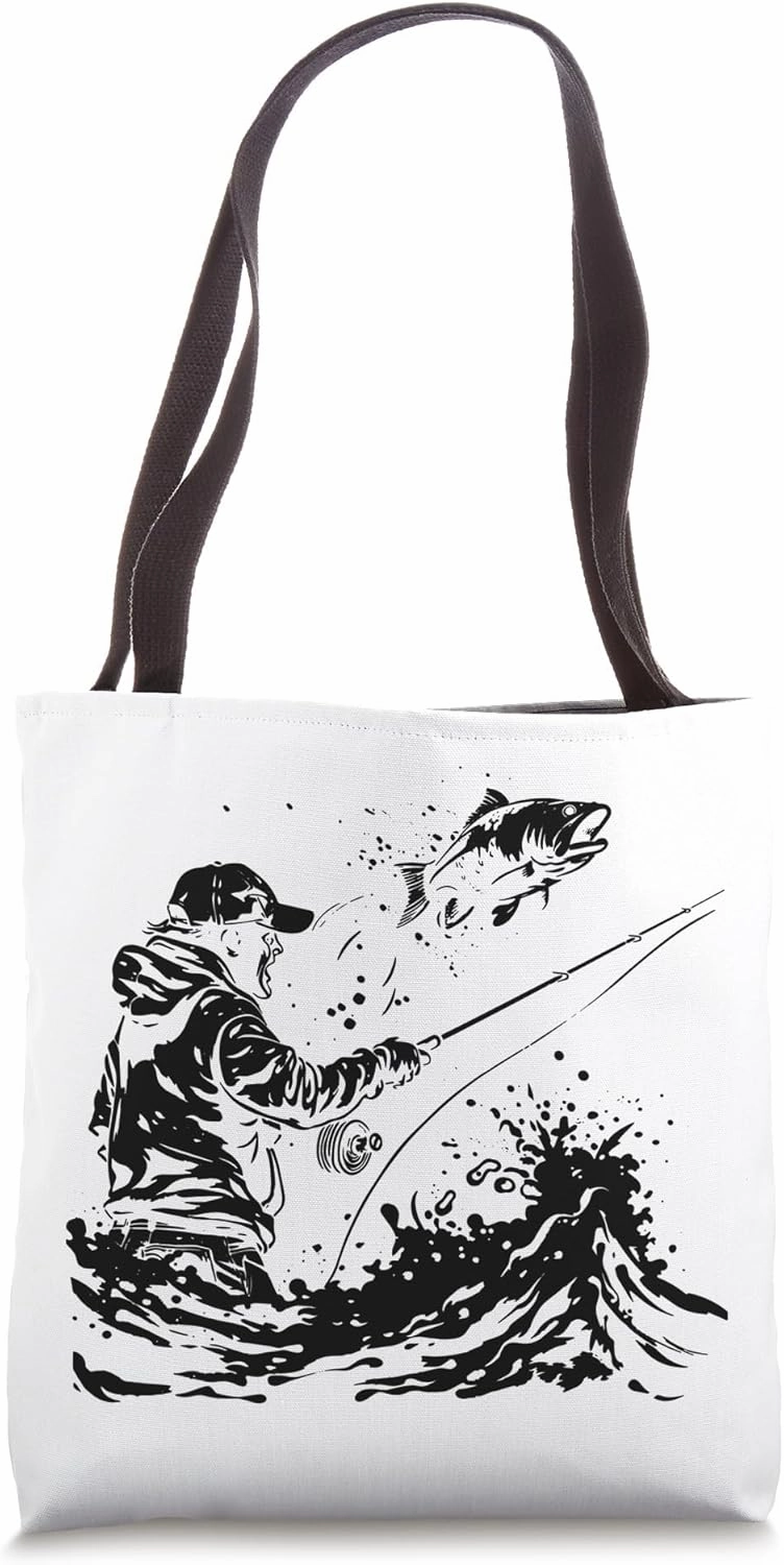 Fishing Guy Drawing Tote Bag