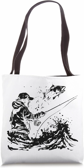 Fishing Guy Drawing Tote Bag