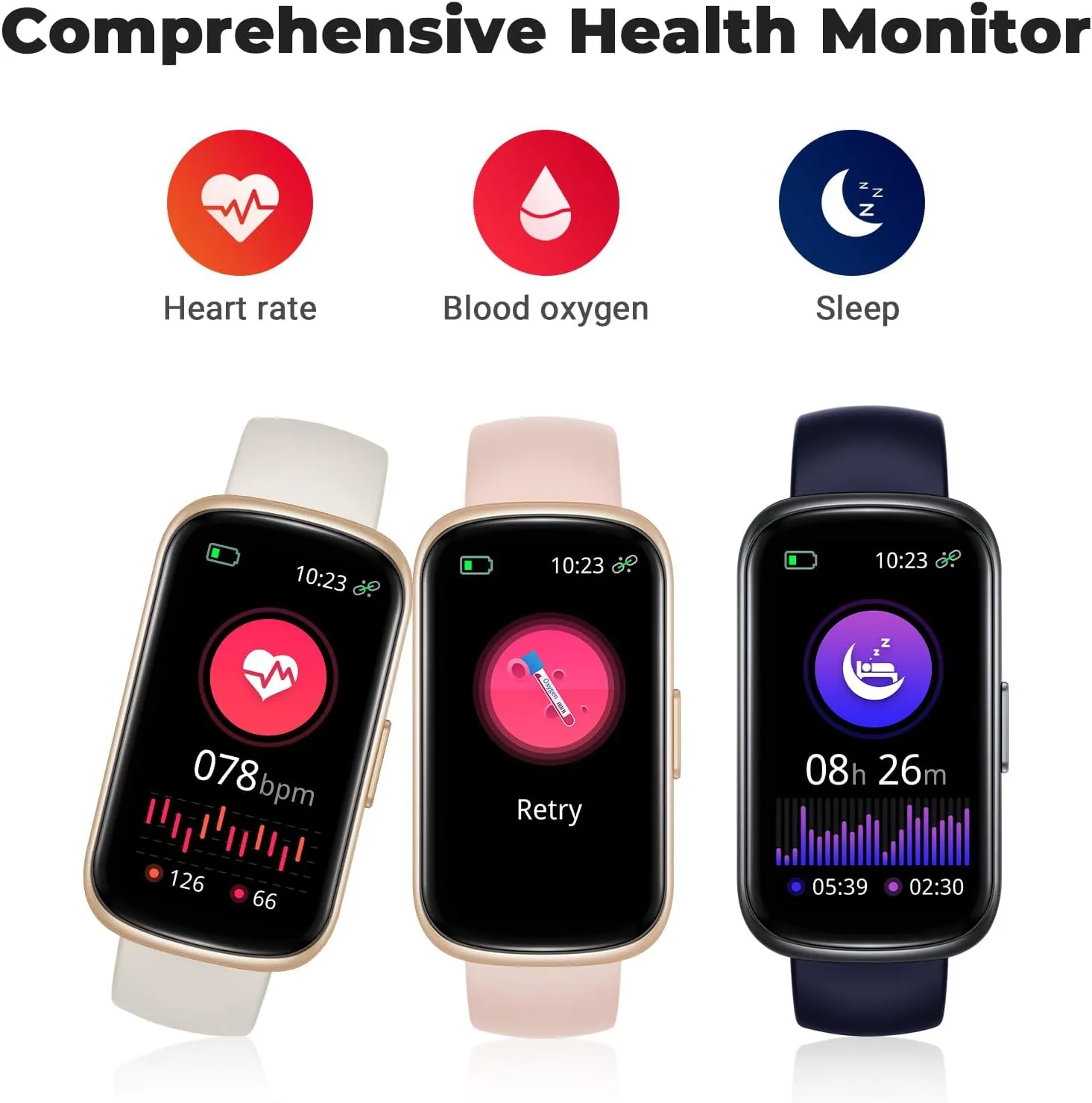 Fitness Tracker Smart Watch, 1.47" Full Touch Health Tracker with 24/7 Heart Rate & Blood Oxygen Monitor, Sleep Tracker, 3ATM Waterproof Step Tracker Activity Tracker for Women Men, Midnight Blue